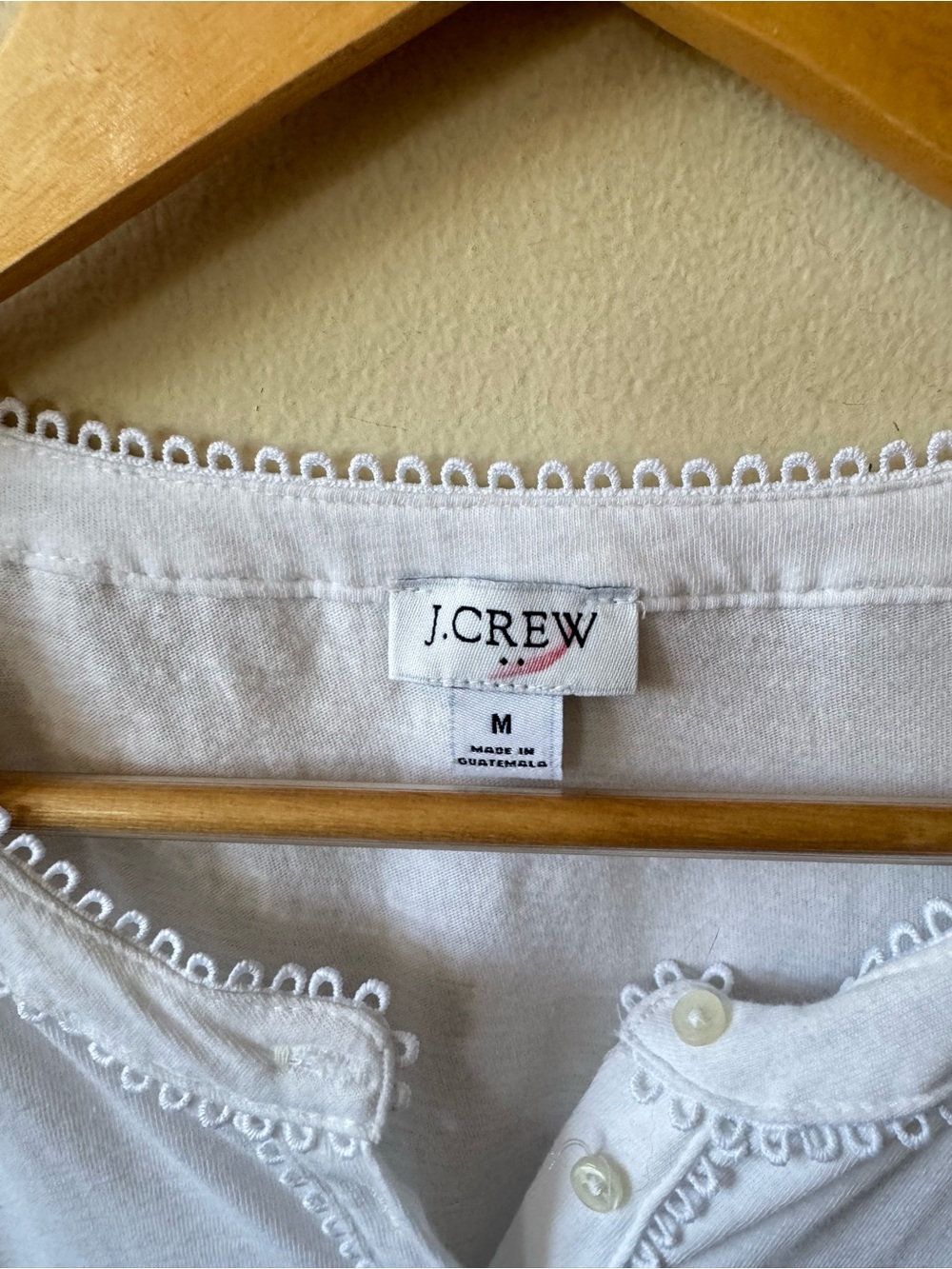 J. Crew White Henley Top with Loop Trim - Picture 7 of 8